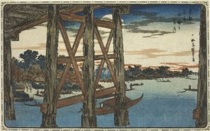 Schemermaan bij de Ryogoku-brug (Ryogoku no yoizuki), uit de serie 
