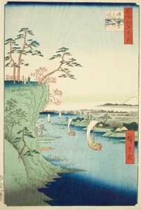 Uitzicht op Konodai en de Tone Rivier (Konodai Tonegawa fukei), uit de serie "Honderd Beroemde Zichten van Edo (Meisho Edo hyakkei)"