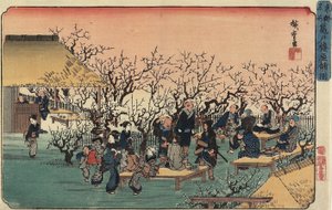 Uitzicht op de pruimentuin in Kameido, 1832-1834