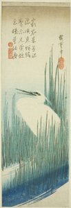 Witte reiger en borstels door Utagawa Hiroshige