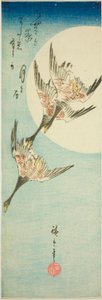 Wilde Ganzen Vliegen Over Volle Maan door Utagawa Hiroshige