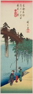 Wisteria in Volle Bloei over de Vijver bij Kameido Schrijn (Kameido ike chu fujibana no sakari), uit de serie "Beroemde Plaatsen in de Oostelijke Hoofdstad (Toto meisho)" door Utagawa Hiroshige