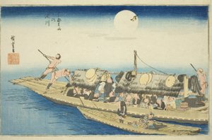 Yodo Rivier (Yodogawa), uit de serie "Beroemde Plaatsen in Kyoto (Kyoto meisho no uchi)" door Utagawa Hiroshige