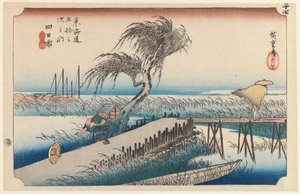 Yokkaichi, San Cho Kwa, Station 44, uit de serie Drieënvijftig Stations van de Tokaido Snelweg, 1834 door Utagawa Hiroshige