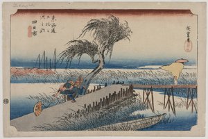 Yokkaichi: Uitzicht op de Mie-rivier, uit de serie De Drieënvijftig Stations van de Tokaido, c1833-34