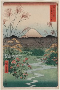 Ōtsuki-vlakte in de Provincie Kai, uit de serie Zesendertig Zichten op de Berg Fuji door Utagawa Hiroshige