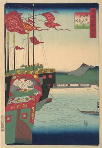 Nederlandse en Chinese Schepen in de Haven van Nagasaki in de Provincie Hizen