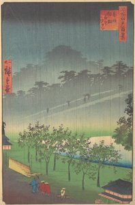 Avondzicht op Kiribata in de regen bij Akasaka
