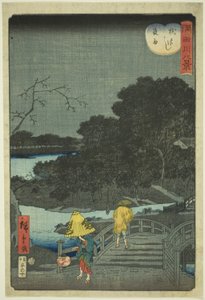 Nachtregen bij Makura-brug (Makurabashi yau), uit de serie "Acht Uitzichten van de Sumida-rivier (Sumidagawa hakkei)" door Utagawa Hiroshige II