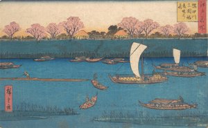 Sumidagawa Mimeguri Hana Zakari no Kei door Utagawa Hiroshige II