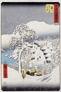 Personages onder de sneeuw, Japan - Japanse prent door Hiroshige Utagawa - 19e eeuw door Utagawa II Hiroshige
