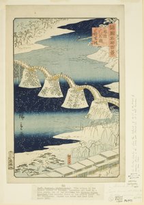 Kintai-brug bij Iwakuni in de provincie Suo door Utagawa II Hiroshige