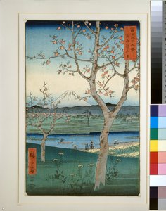 Koshigaya in de provincie Musashi door Utagawa II Hiroshige