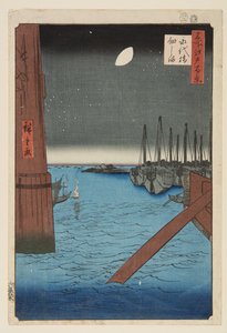 Tsukudajima vanaf Eitai-brug door Utagawa II Hiroshige