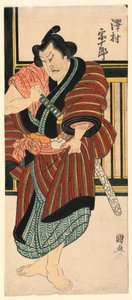 Fragment: Sawamura Sojuro trekt zijn zwaard door Utagawa Kuninao