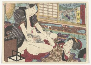 De pleisterplaats Kusatsu door Utagawa Kunisada (I) (attributed to)