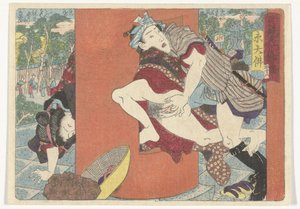 Een ontmoeting bij de tempel door Utagawa Kunisada (I) (attributed to)