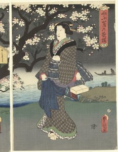 Avond wandeling langs de rivier door Utagawa Kunisada (I)