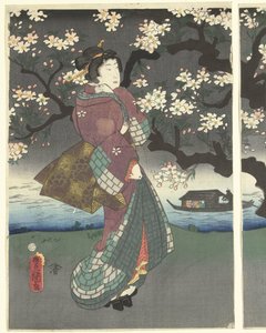 Avondwandeling langs de rivier door Utagawa Kunisada (I)