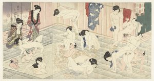 Badhuis in Hakone door Utagawa Kunisada (I)