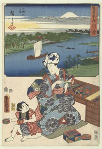 Kawasaki De 53 stations door twee penselen door Utagawa Kunisada (I)