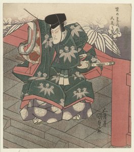 Man bij de ingang van een tempel door Utagawa Kunisada (I)