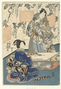 Prins Genji en hofdame door Utagawa Kunisada (I)