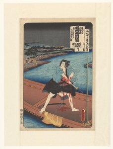 Shirai Gonpachi pleegt zelfmoord op een boot door Utagawa Kunisada (I)