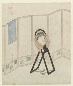 Spiegel bij kamerscherm door Utagawa Kunisada (I)
