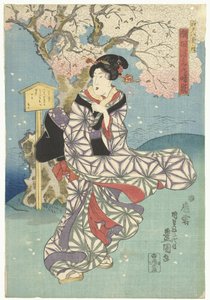 Stormachtige dag aan de Sumida rivier door Utagawa Kunisada (I)