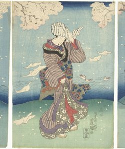 Stormachtige dag aan de Sumida rivier door Utagawa Kunisada (I)