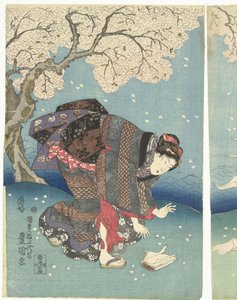 Stormachtige dag aan de Sumida rivier door Utagawa Kunisada (I)