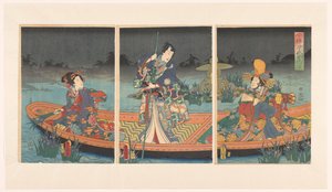 Vijandelijke golven naderen de moderne prins Genji door Utagawa Kunisada (I)