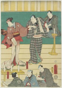 Repetitie van een Kabuki-stuk, september 1860 door Utagawa Kunisada