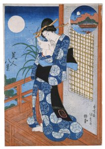 Herfstmaan boven Miho door Utagawa Kunisada