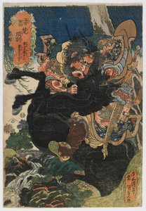 Militaire verhalen van Han en Chu: Xiang Yu, Edo-periode, ca. 1830 door Utagawa Kunisada