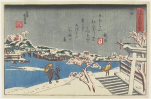 Sneeuw op Matsuchi Hill, 1847-1852 door Utagawa Kunisada