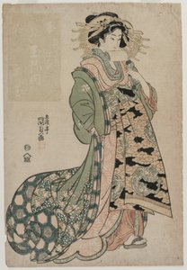 De courtisane Shiratama van de Tamaya, ca. begin 1810s door Utagawa Kunisada
