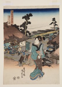 Uitzicht op Kuwana door Utagawa Kunisada