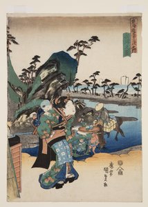 Uitzicht op Okitsu door Utagawa Kunisada