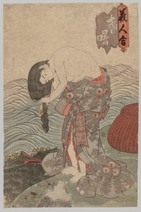 Vrouwelijke Duiker die haar Haar Kammt door Utagawa Kunisada
