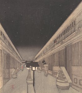 Hoofdstraat van de Yoshiwara op een sterrennacht door Utagawa Kunisada II