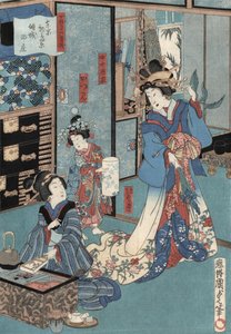 Ukiyo-e Print van Geisha met Hibachi door Kunisada II, ca. 1860