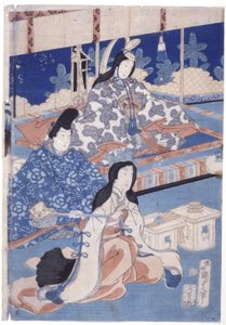 Lente verwelkomen met een bloemenbijeenkomst (Hana Soroi Haru No Taimen) door Utagawa Kunisada II