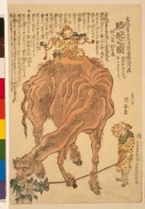 Een Kameel, gepubliceerd 1824 door Utagawa Kuniyasu