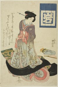 Schoonheid die de lente vertegenwoordigt, uit een ongetitelde serie schoonheden die de vier seizoenen vertegenwoordigen door Utagawa Kuniyasu