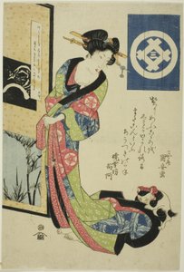 Schoonheid die de Winter Vertegenwoordigt, uit een ongetitelde serie schoonheden die de vier seizoenen vertegenwoordigen door Utagawa Kuniyasu