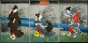 Vuurvliegjes vangen in de zomer (Nōryō no hotaru) Serie: Amusementen van de Vier Seizoenen (Shiki yūkan), ca.1845-1846 door Utagawa Kuniyoshi
