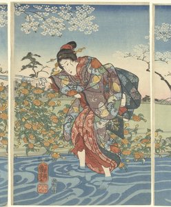 De Ide Tama rivier in de provincie Yamashiro door Utagawa Kuniyoshi