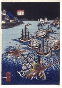 De Mongoolse invasie van Japan door Utagawa Kuniyoshi